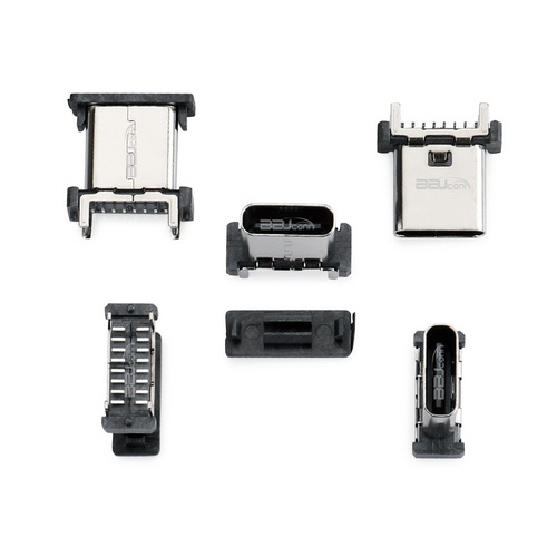 Type-C 16PIN母座 直立式 SMT 四腳插帶柱 H=10.5--UC.01.61-1K-0010_調整大小